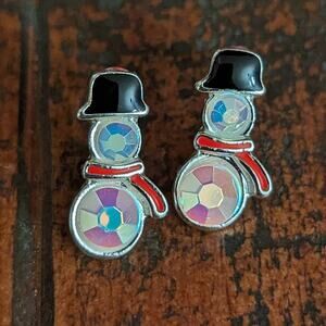 Snowman Christmas Earrings -Metal Studs